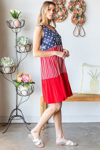 Heimish Full Size US Flag Theme Contrast Tank Dress - Happily Ever Atchison Shop Co.