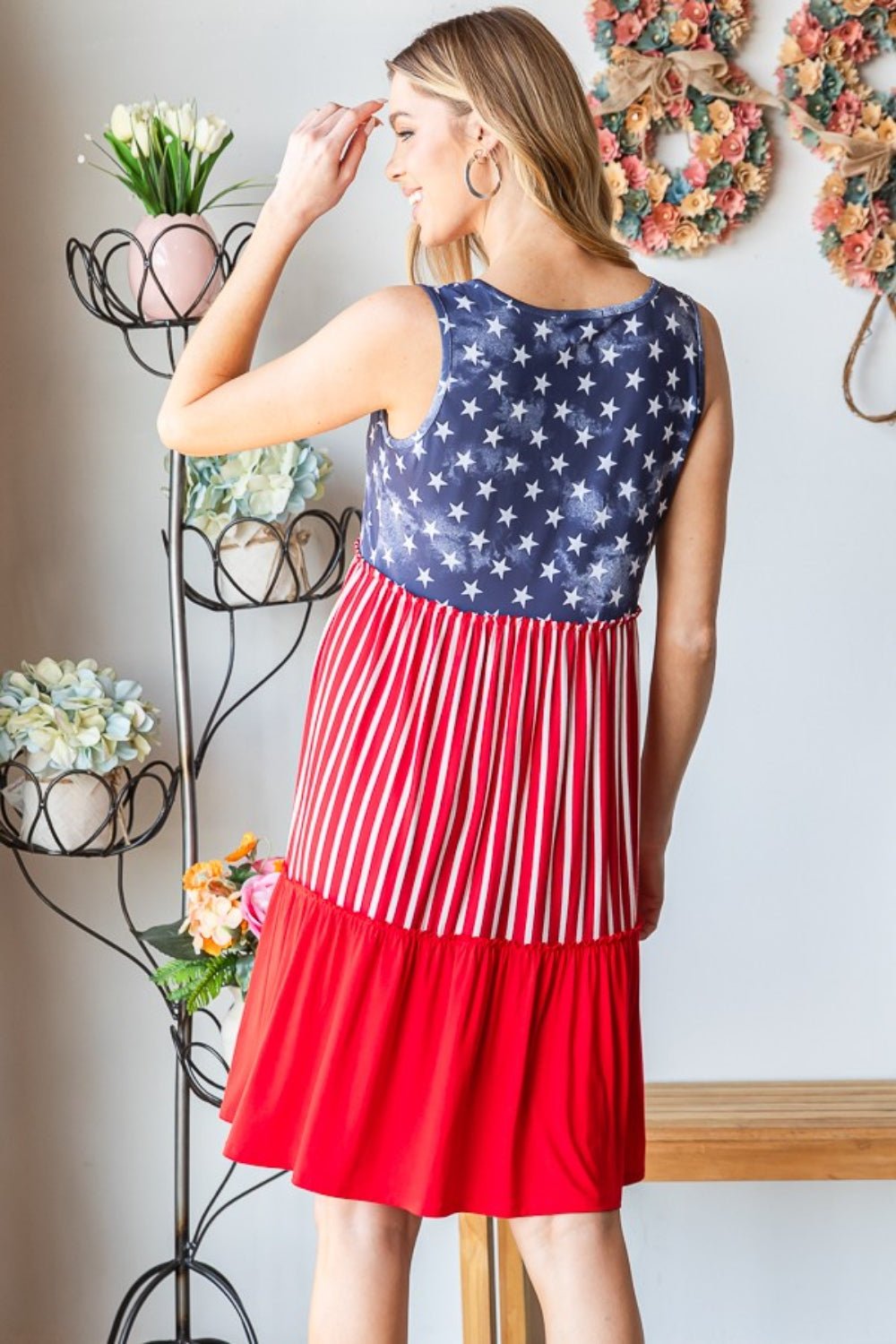 Heimish Full Size US Flag Theme Contrast Tank Dress - Happily Ever Atchison Shop Co.