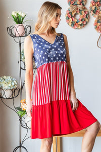 Heimish Full Size US Flag Theme Contrast Tank Dress - Happily Ever Atchison Shop Co.