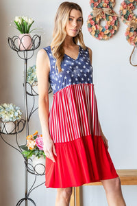 Heimish Full Size US Flag Theme Contrast Tank Dress - Happily Ever Atchison Shop Co.