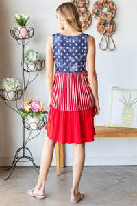 Heimish Full Size US Flag Theme Contrast Tank Dress - Happily Ever Atchison Shop Co.