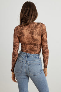 HERA COLLECTION Abstract Mesh Lace - Up Long Sleeve Bodysuit - Happily Ever Atchison Shop Co.