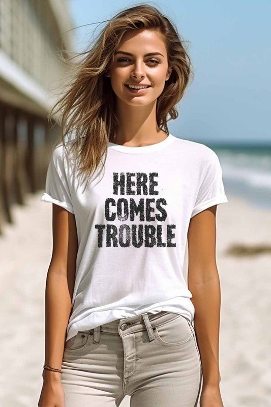Here Comes Trouble Graphic Tee - Happily Ever Atchison Shop Co.