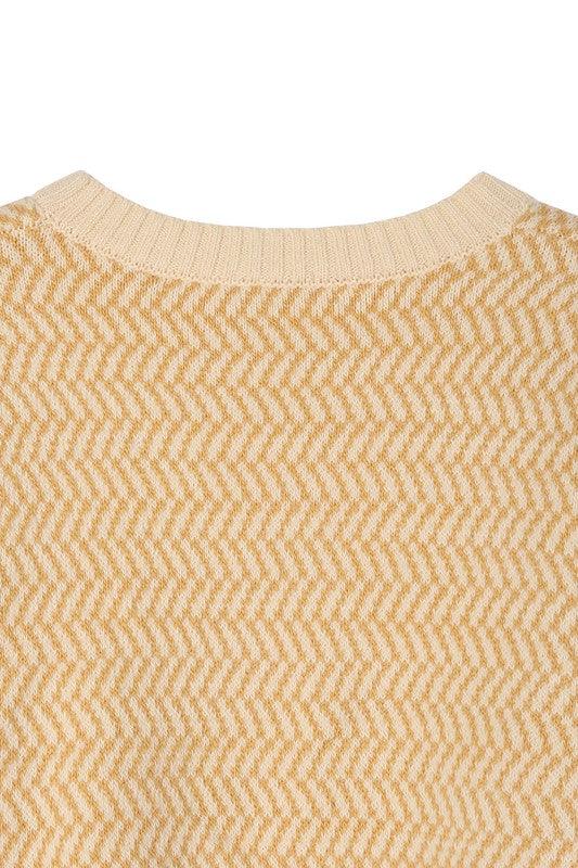 Herringbone Pattern Crew Neck Sweater - Happily Ever Atchison Shop Co.