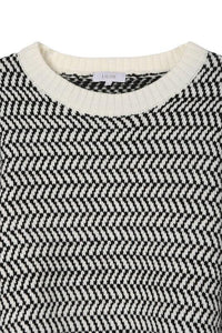 Herringbone Pattern Crew Neck Sweater - Happily Ever Atchison Shop Co.