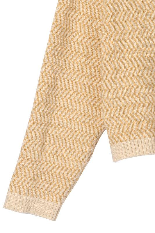 Herringbone Pattern Crew Neck Sweater - Happily Ever Atchison Shop Co.