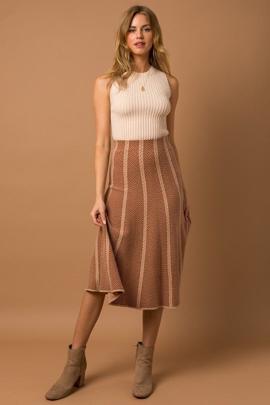 Herringbone Stripe Sweater Skirt - Happily Ever Atchison Shop Co.