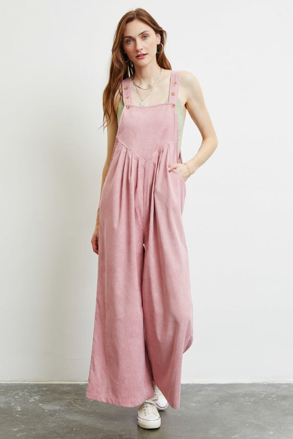 HEYSON Full Size Corduroy Sleeveless Wide - Leg Overall - Happily Ever Atchison Shop Co.