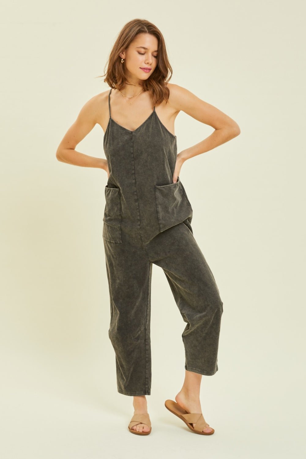 HEYSON Full Size Mineral - Washed Oversized Jumpsuit with Pockets - Happily Ever Atchison Shop Co.