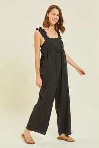 HEYSON Full Size Ruffled Strap Back Tie Wide Leg Jumpsuit - Happily Ever Atchison Shop Co.