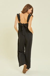 HEYSON Full Size Ruffled Strap Back Tie Wide Leg Jumpsuit - Happily Ever Atchison Shop Co.