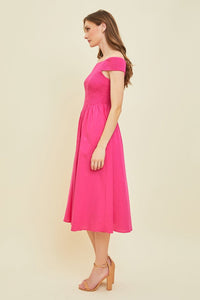 HEYSON Off - Shoulder Smocked Midi Dress - Happily Ever Atchison Shop Co.