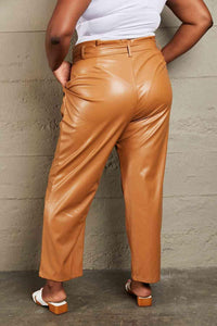 HEYSON Powerful You Full Size Faux Leather Paperbag Waist Pants - Happily Ever Atchison Shop Co.