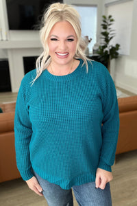 High Low Waffle Knit Sweater in Ocean Teal - Happily Ever Atchison Shop Co.