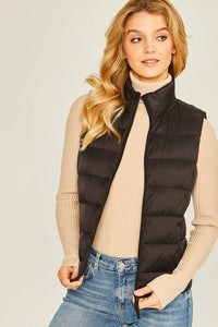 High Neck Padded Puffer Vest - Happily Ever Atchison Shop Co.