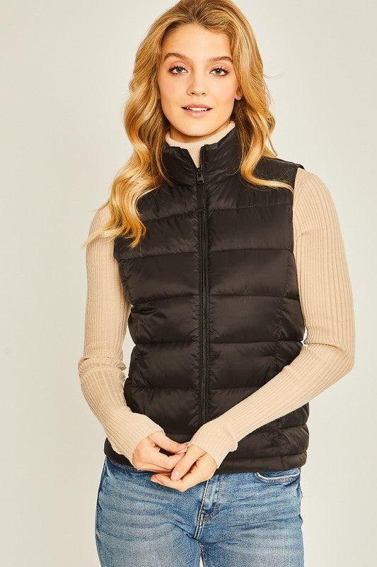 High Neck Padded Puffer Vest - Happily Ever Atchison Shop Co.