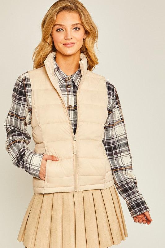 High Neck Padded Puffer Vest - Happily Ever Atchison Shop Co.