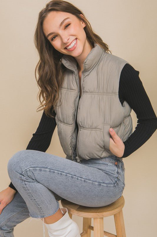 High Neck Puffer Vest - Happily Ever Atchison Shop Co.