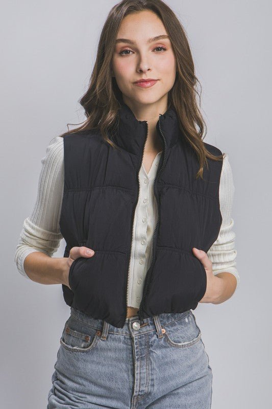 High Neck Puffer Vest - Happily Ever Atchison Shop Co.