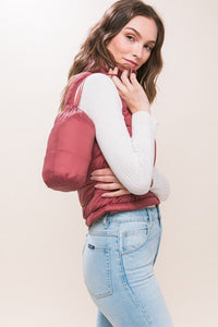 High Neck Zip Up Puffer Vest with Storage Pouch - Happily Ever Atchison Shop Co.