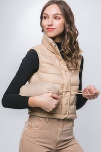 High Neck Zip Up Puffer Vest with Storage Pouch - Happily Ever Atchison Shop Co.