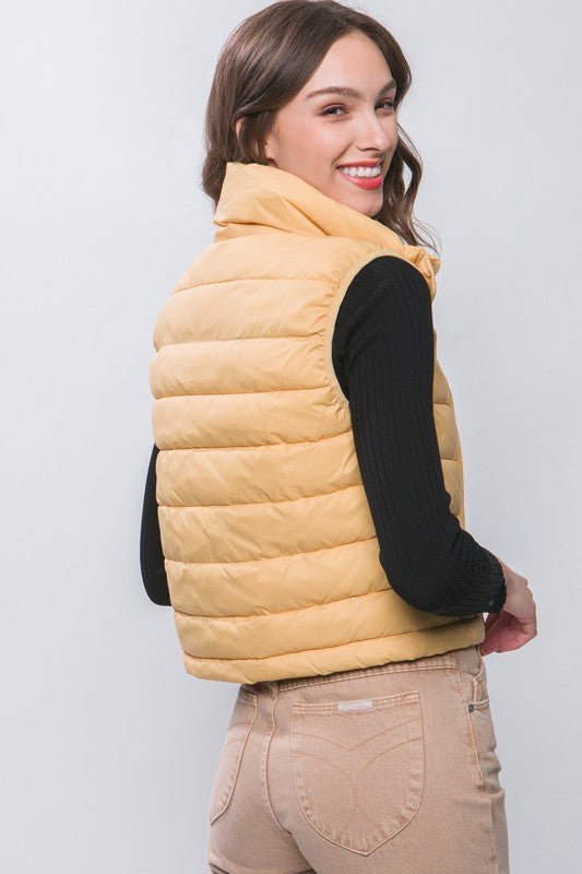 High Neck Zip Up Puffer Vest with Storage Pouch - Happily Ever Atchison Shop Co.
