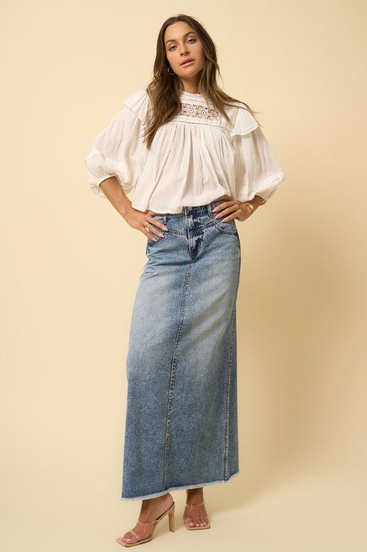 HIGH RISE FLARED MAXI SKIRT - Happily Ever Atchison Shop Co.