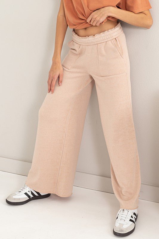 High Rise Wide Leg Drawstring Pants - Happily Ever Atchison Shop Co.