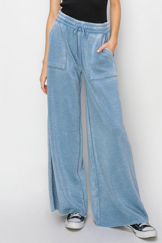 High Rise Wide Leg Drawstring Pants - Happily Ever Atchison Shop Co.