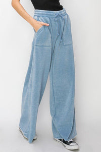 High Rise Wide Leg Drawstring Pants - Happily Ever Atchison Shop Co.