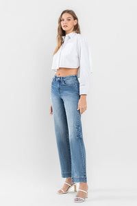 High Rise Wide Leg Jeans with Trouser Hem Detail - Happily Ever Atchison Shop Co.