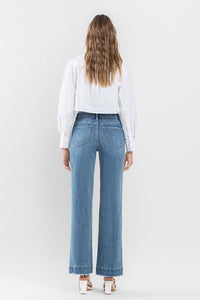 High Rise Wide Leg Jeans with Trouser Hem Detail - Happily Ever Atchison Shop Co.