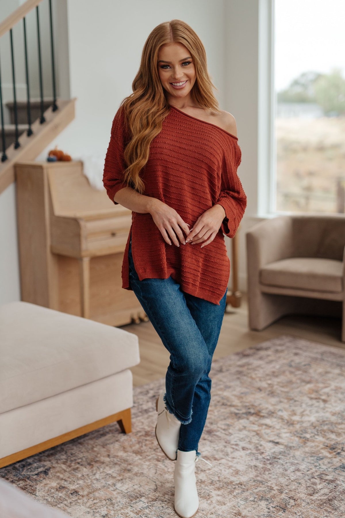High Tide Oversize Top in Rust - Happily Ever Atchison Shop Co.