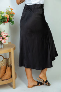 High Waisted Solid Woven Skirt - Happily Ever Atchison Shop Co.