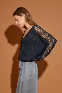 Hollow Detail Cardigan Sweater - Happily Ever Atchison Shop Co.