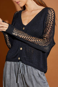 Hollow Detail Cardigan Sweater - Happily Ever Atchison Shop Co.