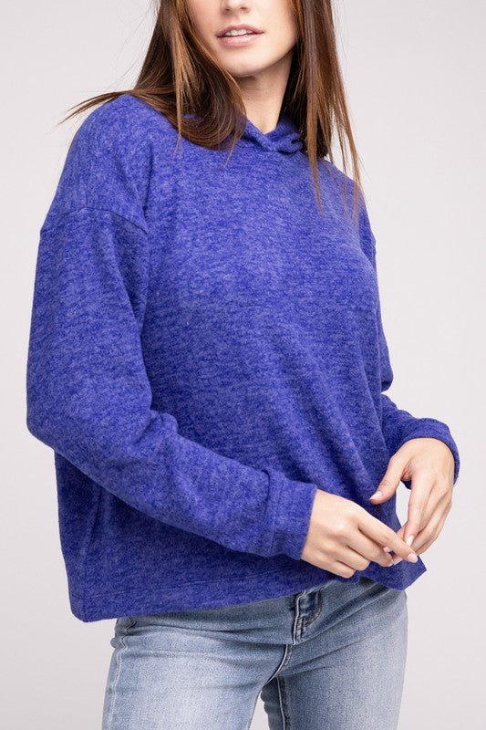 Hooded Brushed Melange Hacci Sweater - Happily Ever Atchison Shop Co.