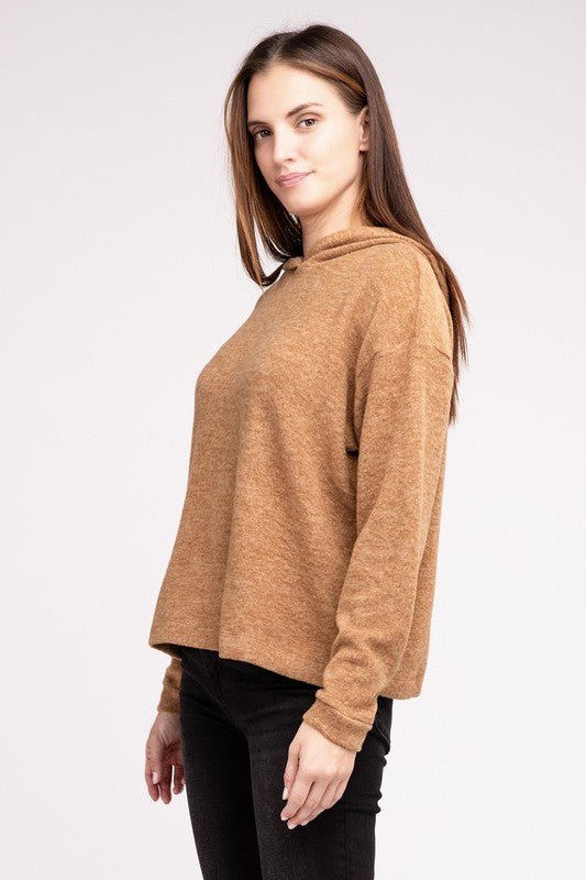 Hooded Brushed Melange Hacci Sweater - Happily Ever Atchison Shop Co.