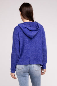 Hooded Brushed Melange Hacci Sweater - Happily Ever Atchison Shop Co.