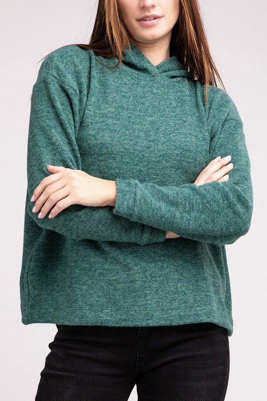 Hooded Brushed Melange Hacci Sweater - Happily Ever Atchison Shop Co.