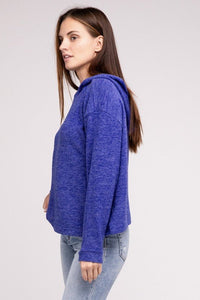 Hooded Brushed Melange Hacci Sweater - Happily Ever Atchison Shop Co.