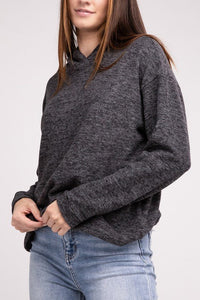 Hooded Brushed Melange Hacci Sweater - Happily Ever Atchison Shop Co.