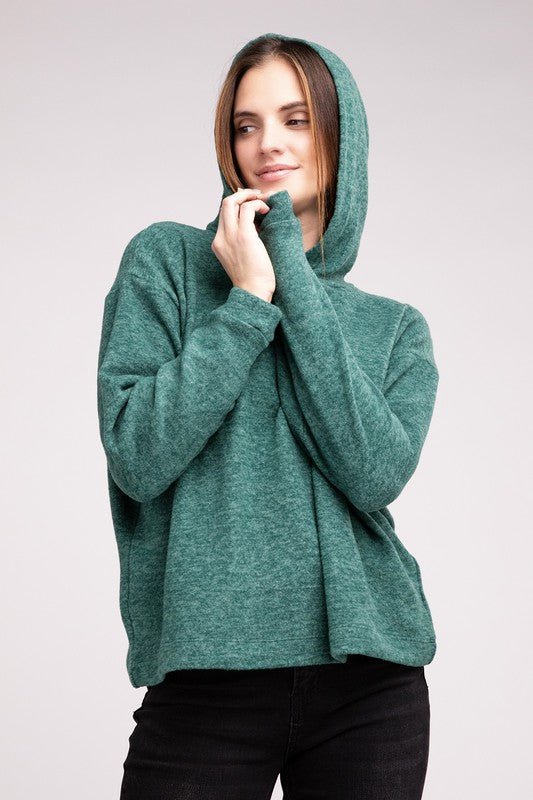 Hooded Brushed Melange Hacci Sweater - Happily Ever Atchison Shop Co.