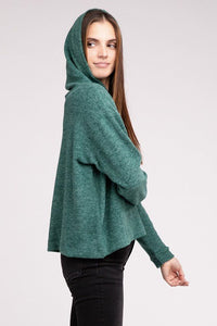 Hooded Brushed Melange Hacci Sweater - Happily Ever Atchison Shop Co.