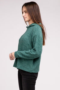 Hooded Brushed Melange Hacci Sweater - Happily Ever Atchison Shop Co.
