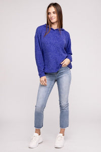 Hooded Brushed Melange Hacci Sweater - Happily Ever Atchison Shop Co.