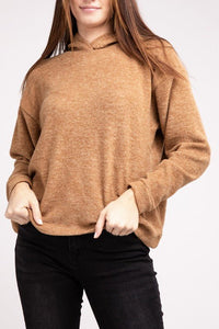 Hooded Brushed Melange Hacci Sweater - Happily Ever Atchison Shop Co.