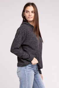 Hooded Brushed Melange Hacci Sweater - Happily Ever Atchison Shop Co.