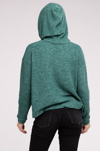 Hooded Brushed Melange Hacci Sweater - Happily Ever Atchison Shop Co.