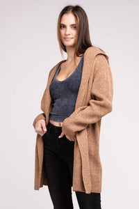 Hooded Open Front Sweater Cardigan - Happily Ever Atchison Shop Co.